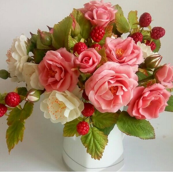 Artificial Lifelike Mixed Flower Arrangement Home Decor Handmade Cold Porcelain
