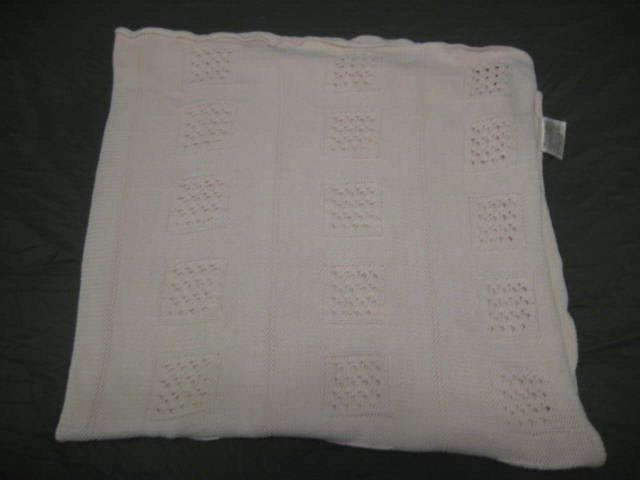 Lion Crafters North Bay Checkerboard Pink Knit Throw Cotton 58 x 52 in.