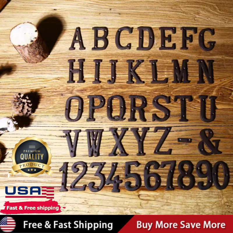 Cast Wrought Iron Black Antique Xmas House Door Alphabet Letters and Numbers US
