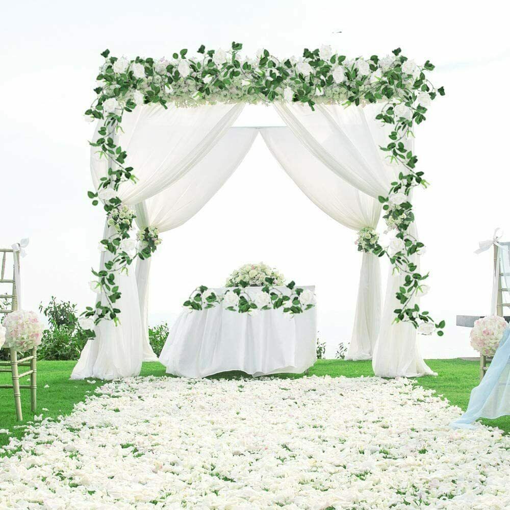 6× Garland Wall Artificial Hanging Rose Flowers Vine 7.5 Ft Wedding Home Decor