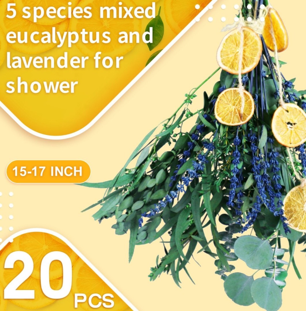 5 Mix Dried Eucalyptus & Lavender Shower Bundle 15–17″ Natural Decor