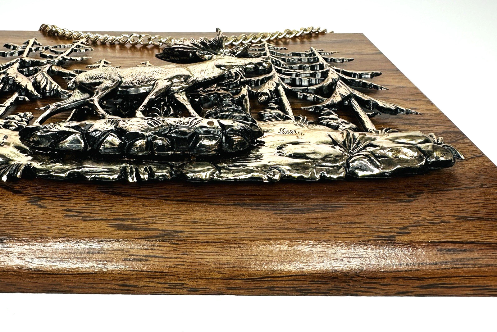 Moose Wall Plaque Decor 3D Metal On Wood 11×9” Lodge Forest Woods Cabin Vintage