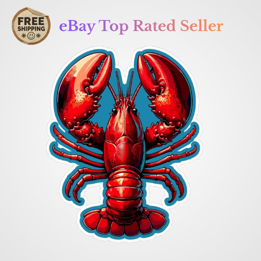 Lobster Sticker 4in Crustacean Maine Seafood Waterproof Vinyl Decal