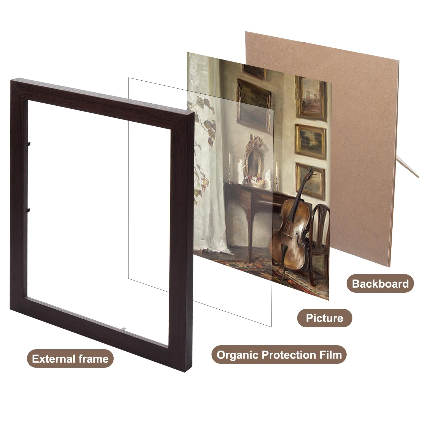 10 Pack Vintage Picture Frames for 10 x 8 inches to 3 x 2 inches, Classic