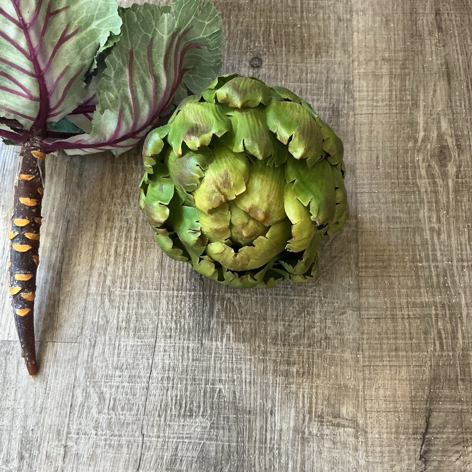 Vintage Realistic Faux Artificial Vegetables Lot Of 6 Farm Kitchen Artichokes