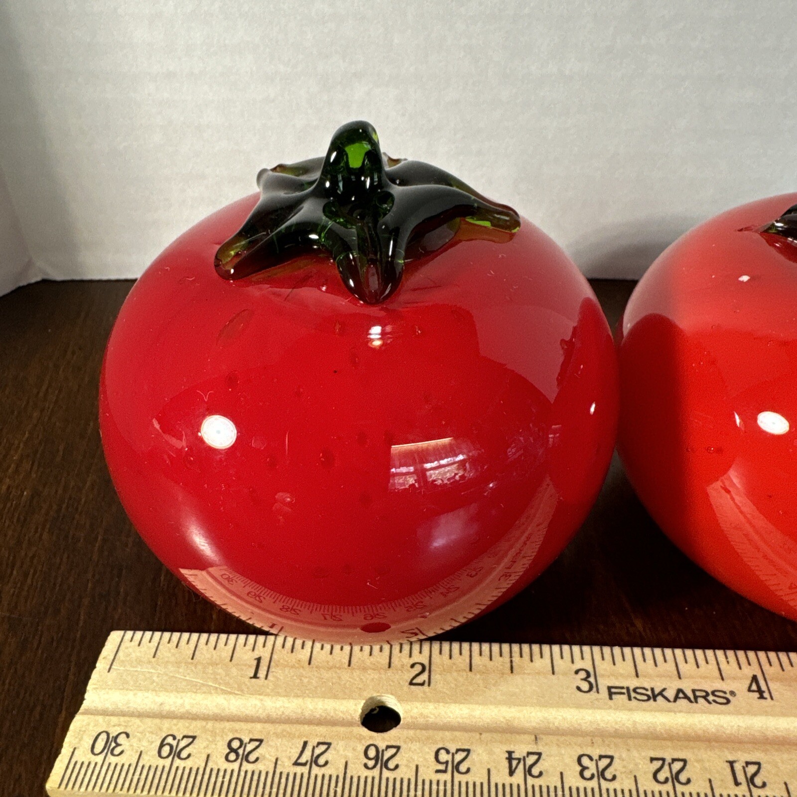 2 X VTG Murano Hand-Blown Tomatoes Fruit 3 Inch Each