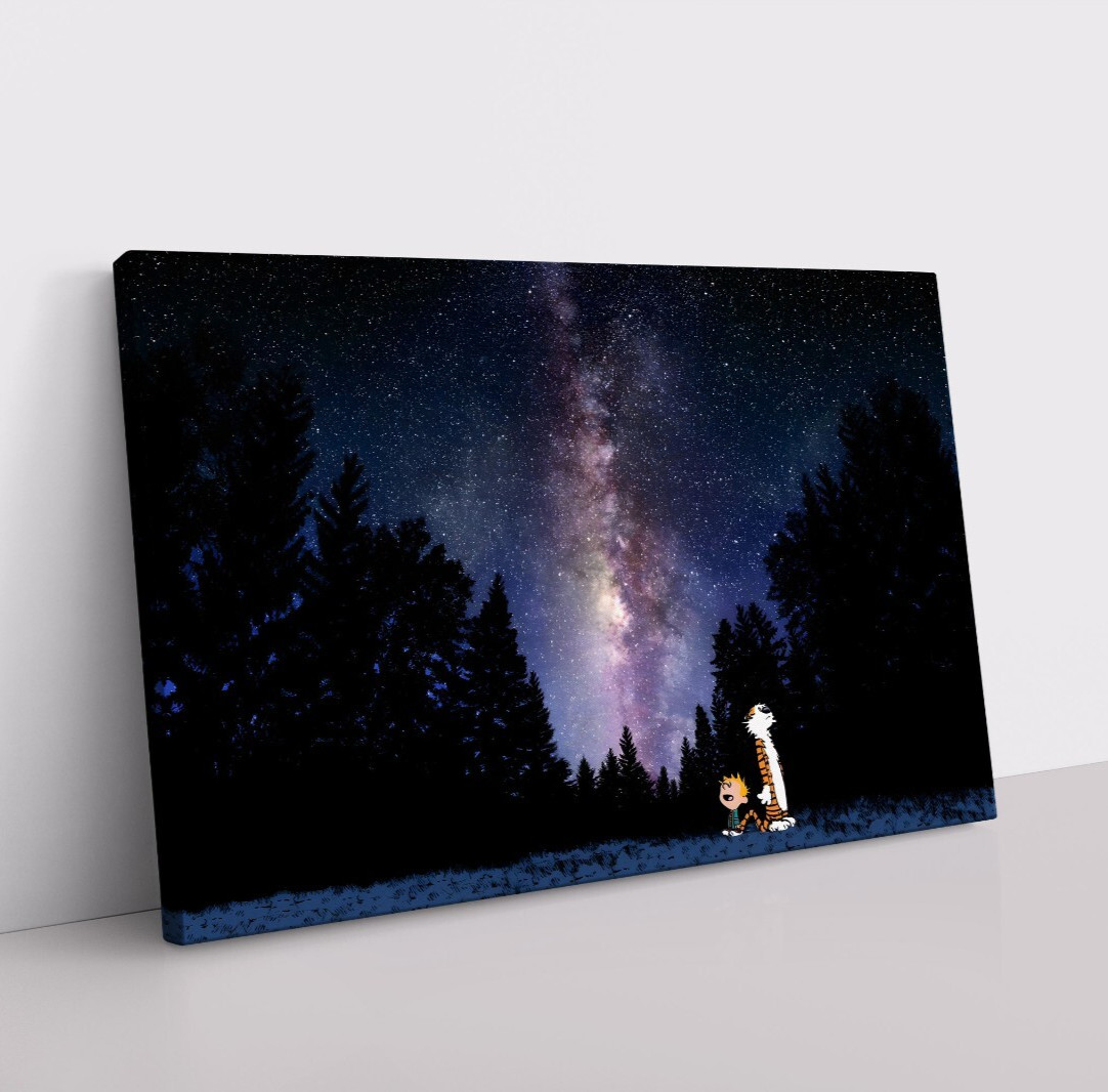 Calvin And Hobbes Framed Canvas Wall Art Print – Kids Cartoon Bill Watterson