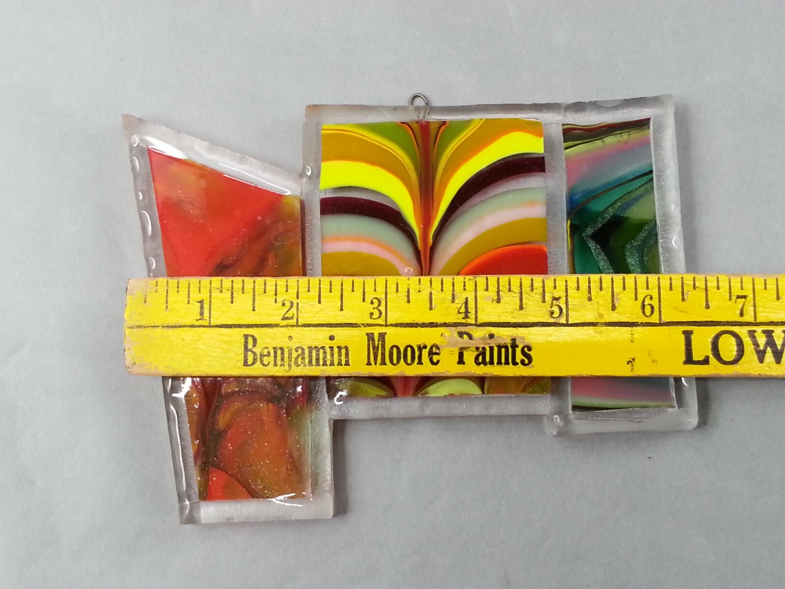 Glass Wall Hanging Fused Art Glass Small Multicolor Swirl Geometric Shapes