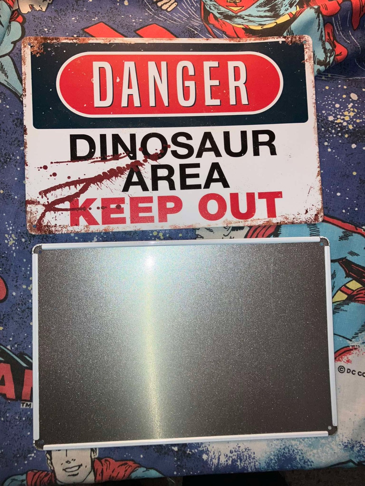 Danger Dinosaur Area Keep Out Metal Sign 8 x 12 inches