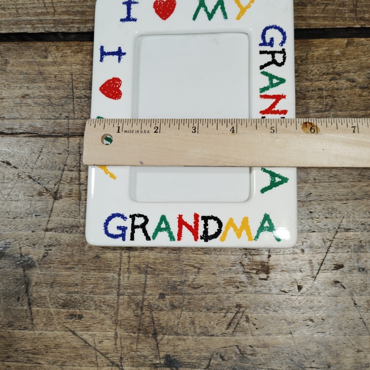 Frame I Love My Grandma Colorful Ceramic Photo Crayon Vintage Picture
