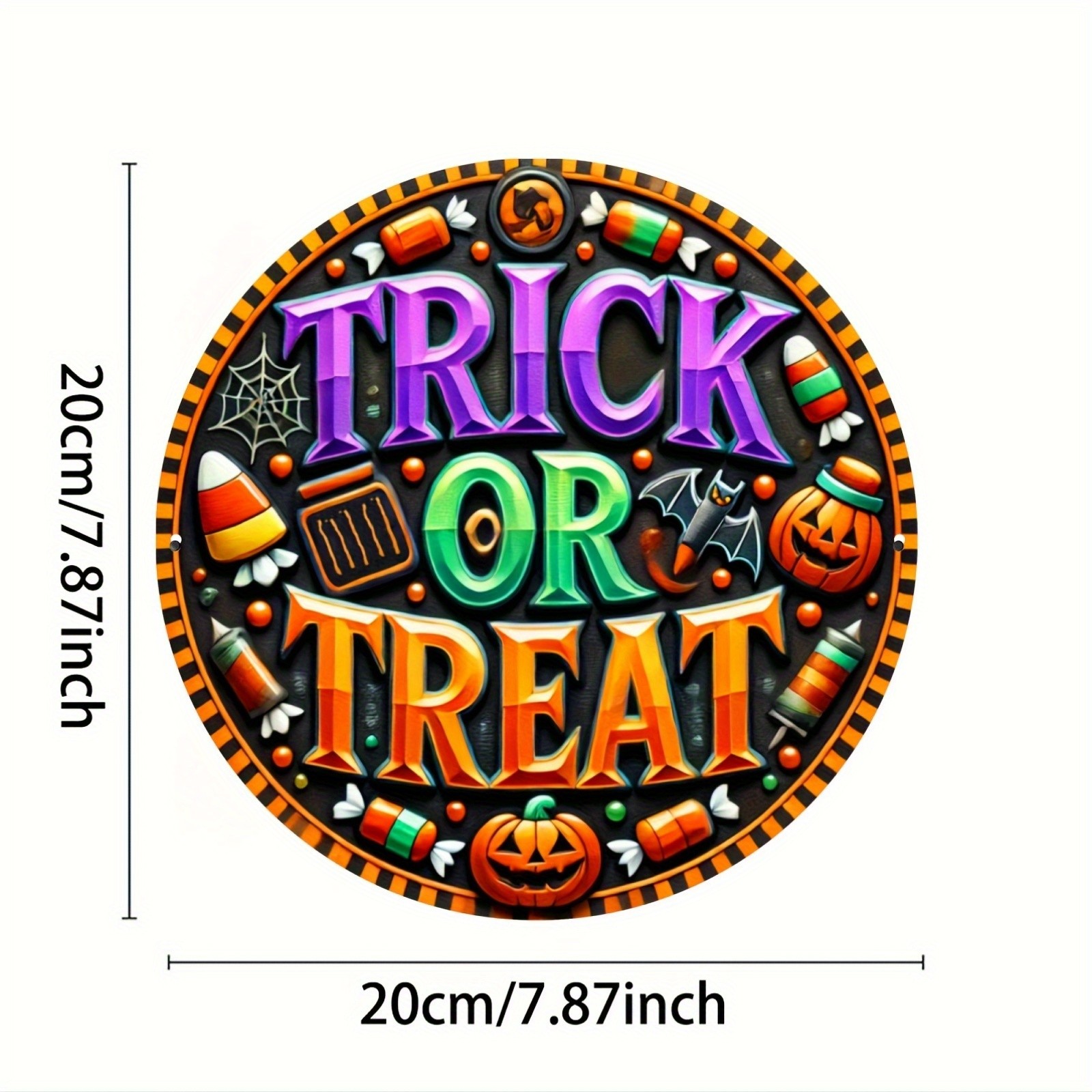 2D Flat – 1pc 8×8 inches Aluminum Halloween Prank or Collect Tin Metal Signs, Vi