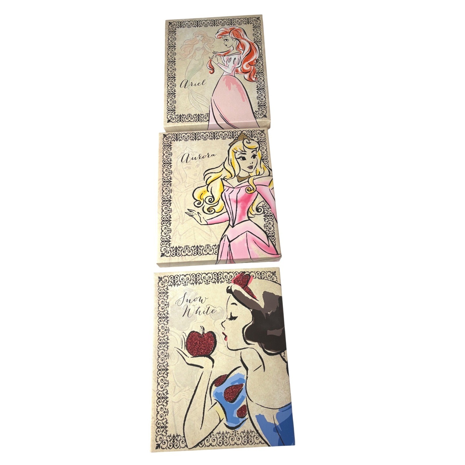Set Artissimo Disney Princesses Canvas Wall Art Aurora Ariel Snow White 8×10