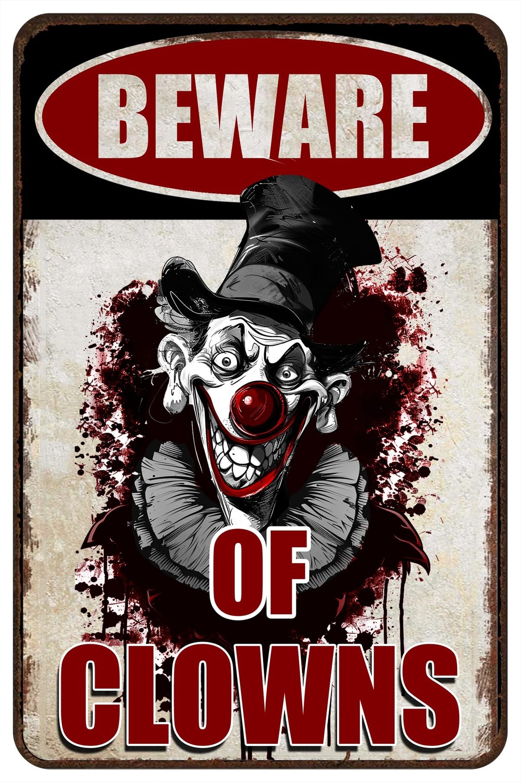 Halloween Signs Clown Decorations Creepy Stuff Scary Decor 12×8 inches, Red