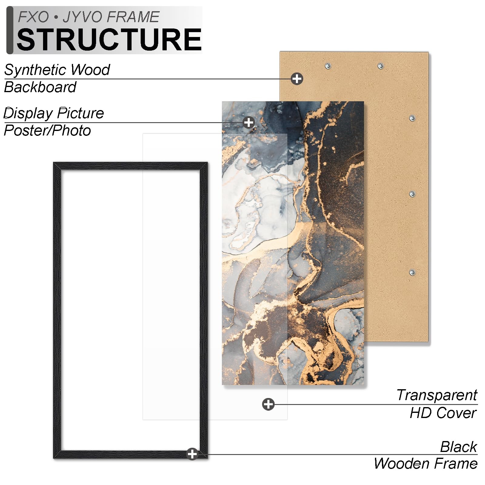 Engineered Wood 18×36 Frame, Black Picture Frame for 18 x 36 Inch Poster Puzz…