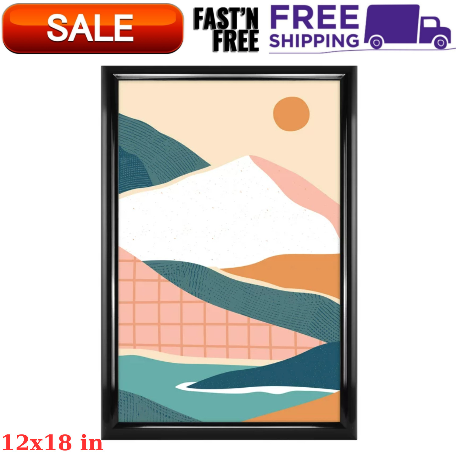 12″ x 18″ Rounded Photo Poster and Picture Frame Home Office Wall Decor, Black