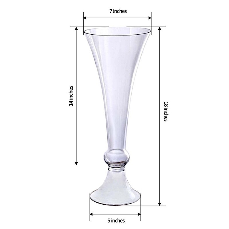 8 pcs 18″ tall Clear GLASS Trumpet VASES Wedding Party CENTERPIECES Supplies