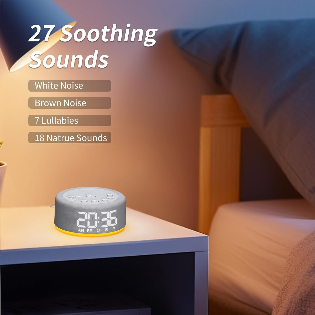 【3 in 1】 Sound Machine Alarm Clock Night Light White Noise Machine with 30 Sleep