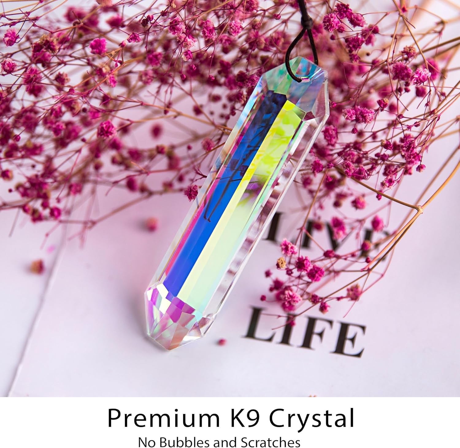 HDCRYSTALGIFTS 3 Pack 5″ Crystal Suncatcher Prisms AB Rainbow Maker Window Decor