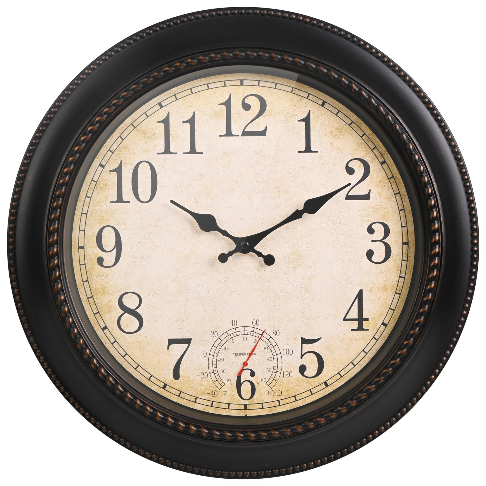 Outdoor Clock 18 Inch Large Wall Clocks with Thermometer for Living Room Pati