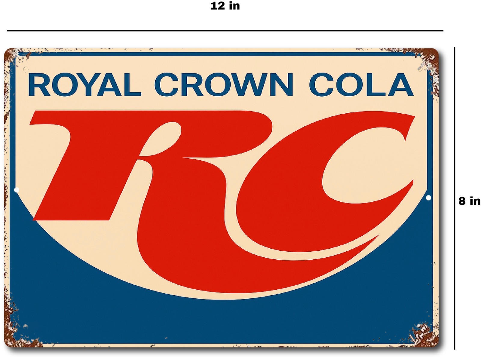 Crown Cola Sign Aluminum Retro 8×12 Inch Rustic Indoor Door Mounted