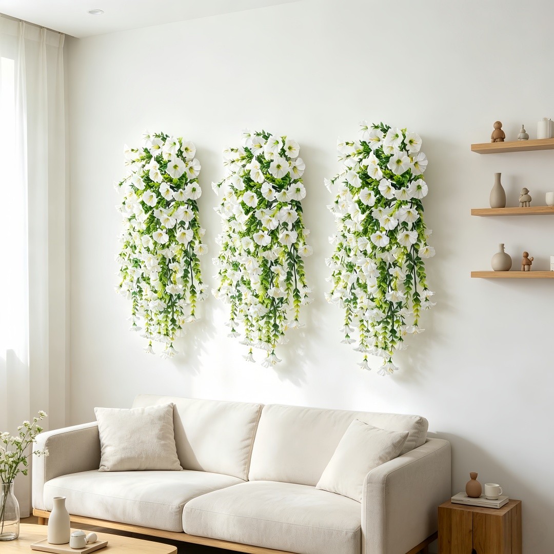 4Pcs/6Pcs Artificial Hanging Flowers Fake Vine Plant for Home Garden Wall Decor