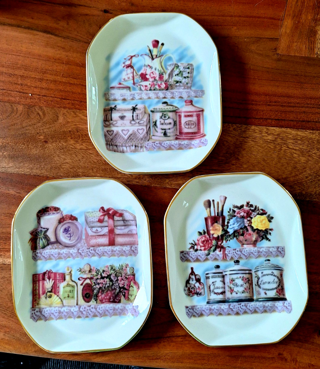 Vintage English Bone China Wall Plates Cottagecore Floral Decor Set of 3