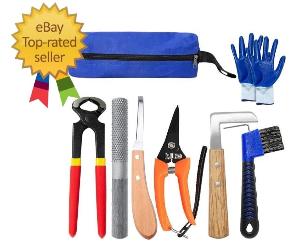8 inch Farrier Tools Kit (8 Piece) Horse Goat Hoof Trimmers Carbon Steel…