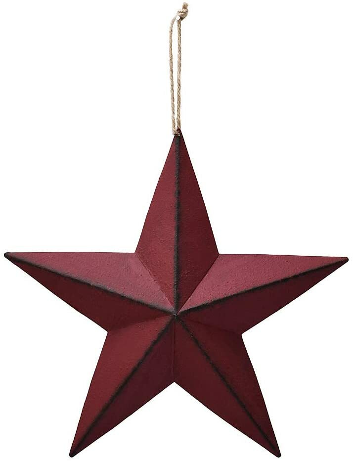 Metal Country Burgundy Antique Barn Star Country Primitive Star Wall Décor 12″