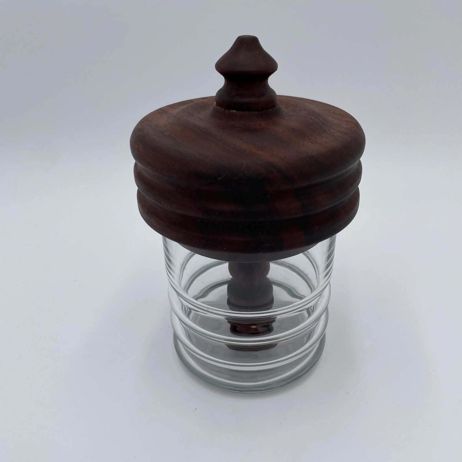 Honey Dipper Jar – Walnut Wood and Glass – Handturned Lid and Dipper