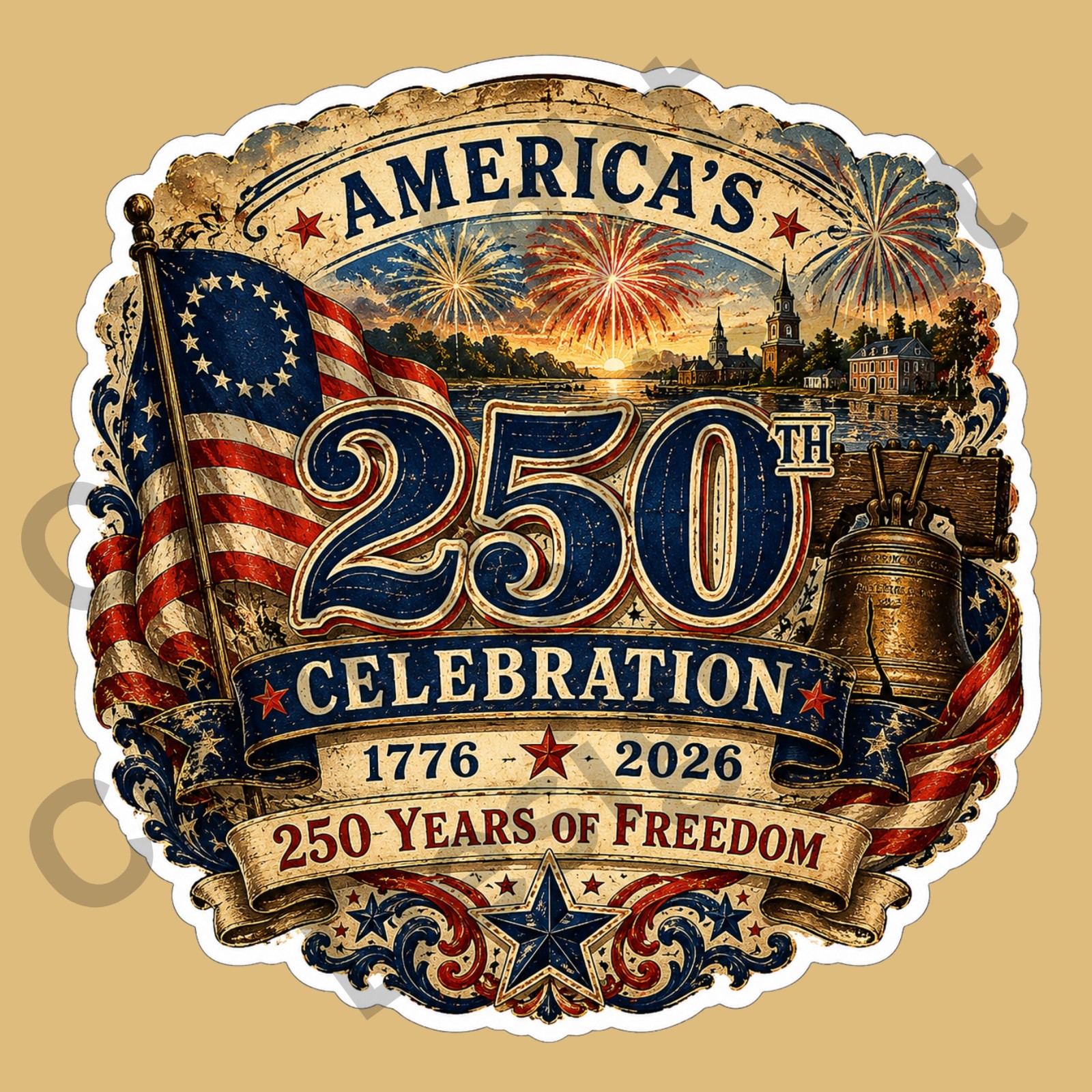 America’s 250th Celebration 3″ Vinyl Sticker Bicentennial 1776-2026 Patriotic