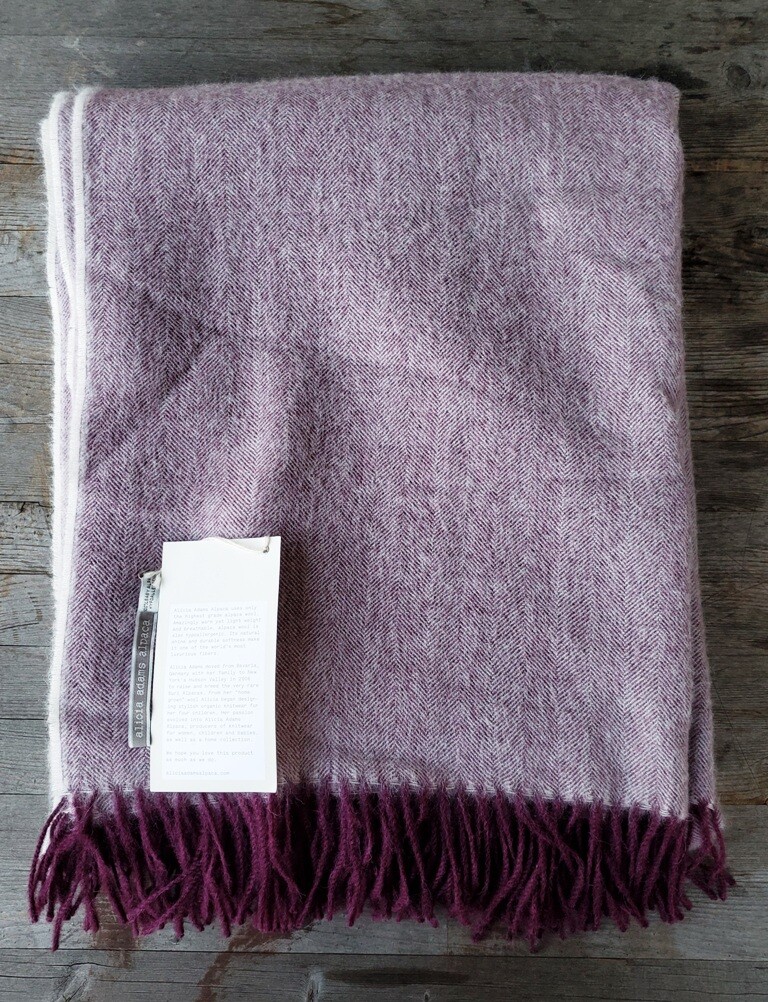 Alicia Adams 100% Baby Alpaca Purple Plum Herringbone – Ret. $500 – New