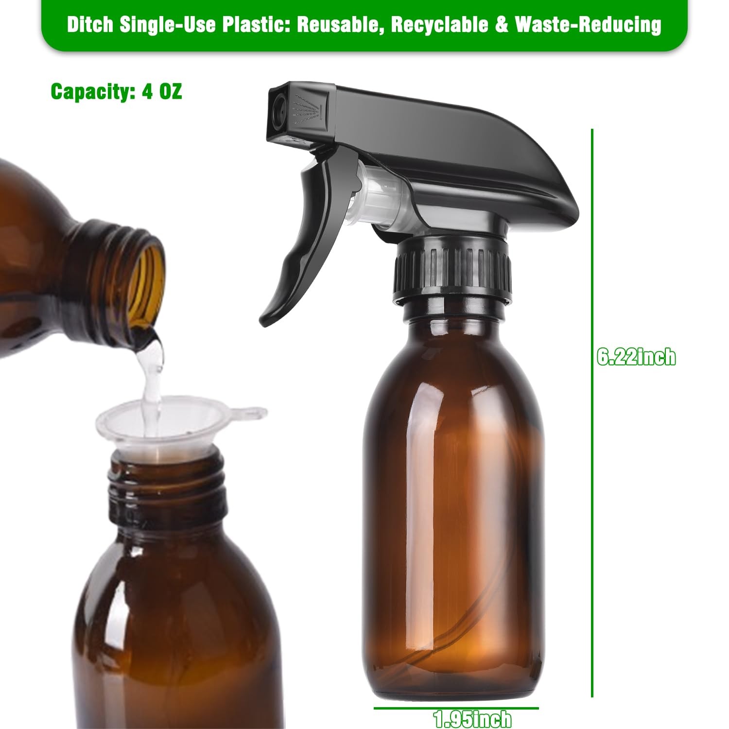 4oz Amber Glass Spray Bottles (2 Pack) – Refillable with 4 Ounces,