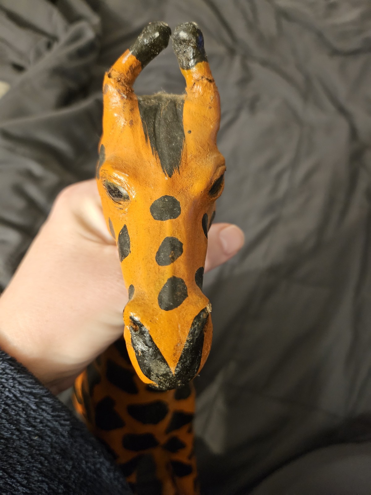 Handmade @17.5 ” Tall Standing Leather Giraffe Art Figurine Hand Painted