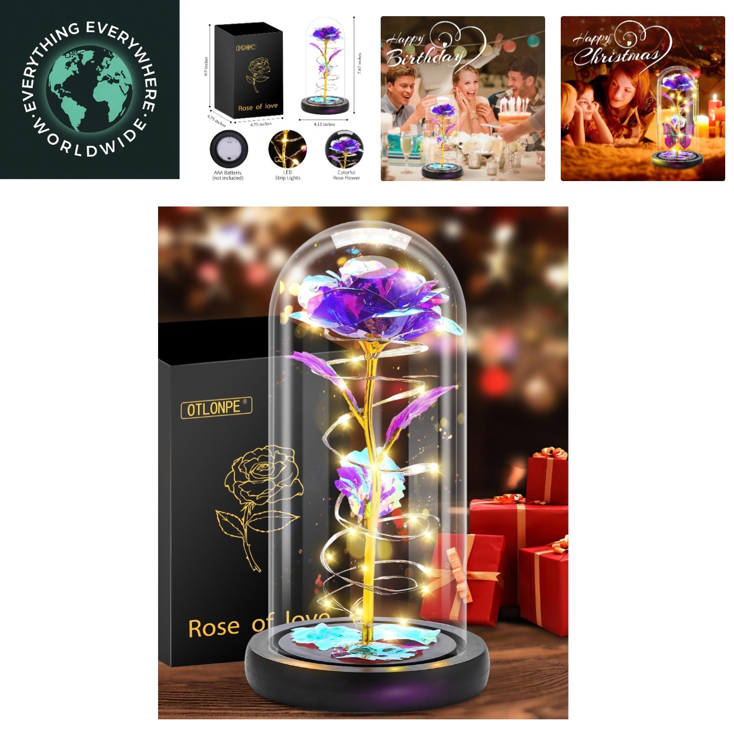 Preserved Artificial Rose Flower Lamp, Forever Women Gifts for Birthday Chris…