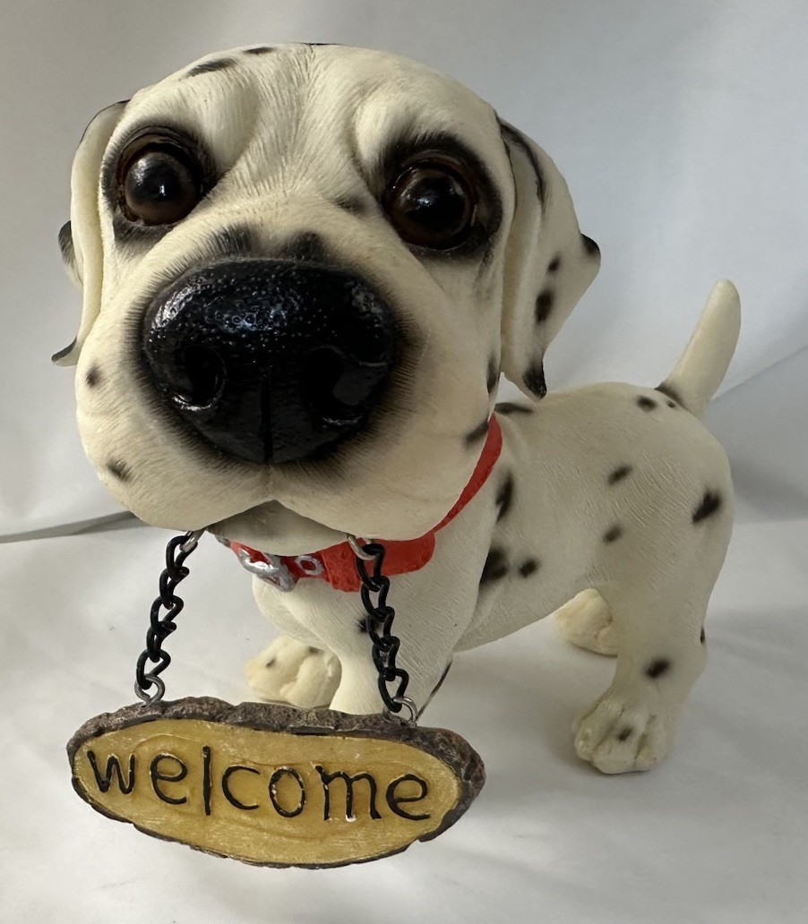 Welcome Dalmatian Dog Figurine Plastic Resin Vintage