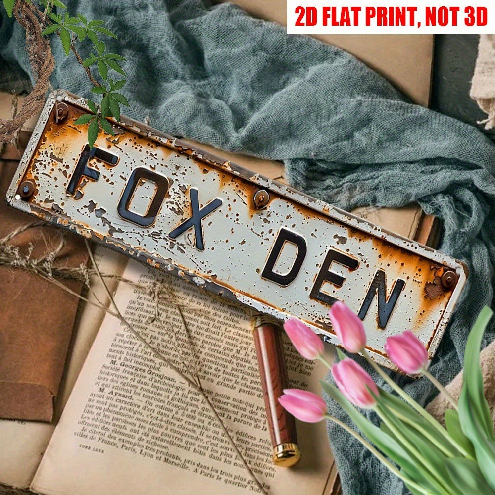 Vintage Fox Den Sign Metal Signs Farmhouse Tin Sign 4×16 Art Wall Hanging Plaque