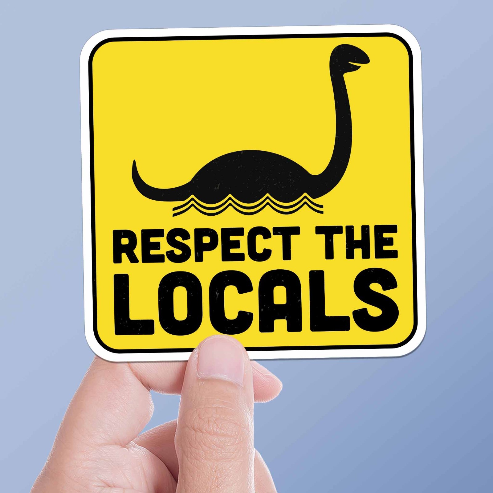 Respect the Locals Sea Monster Sticker – Funny Cryptid Decal for Laptop