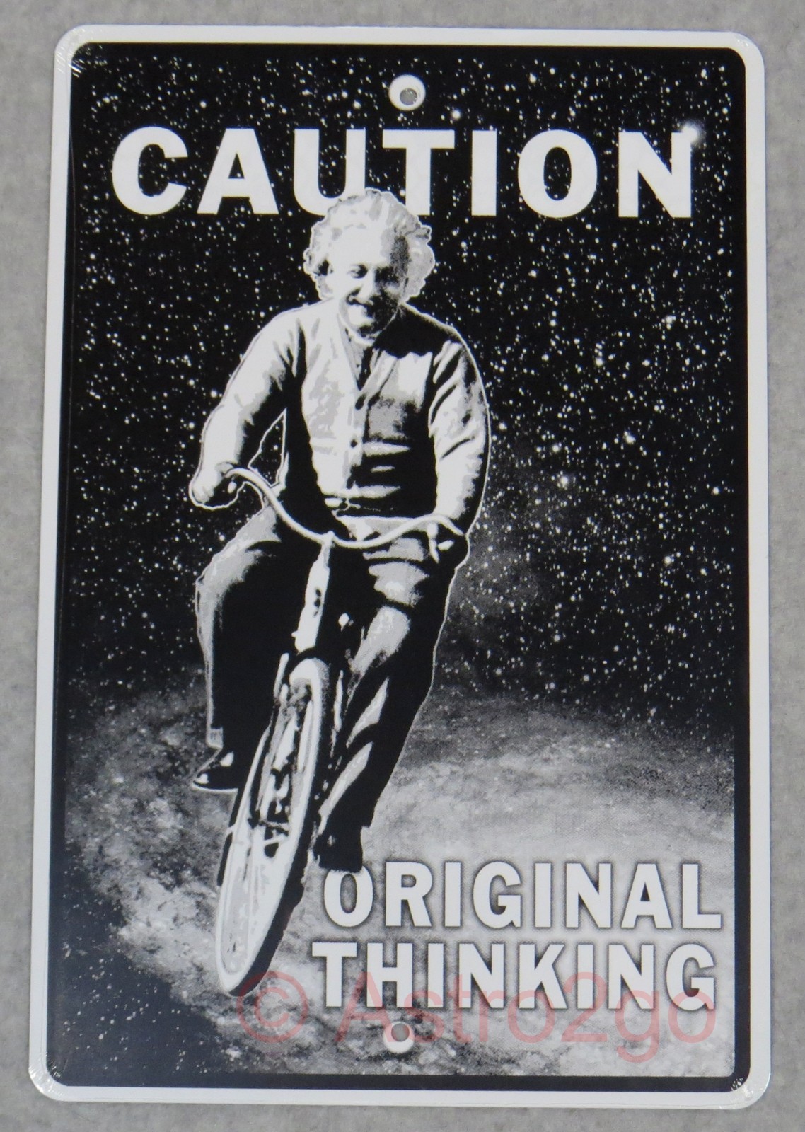 ALBERT EINSTEIN CAUTION ORIGINAL THINKING BICYCLE Crosswalks 10 X 15 Street Sign