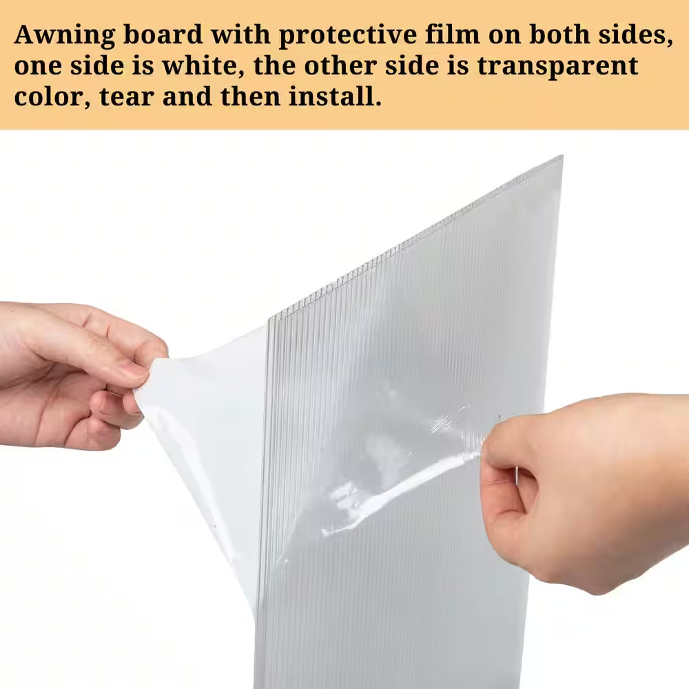 78 In. Gray Bracket Door and Window Fixed Awning in Clear