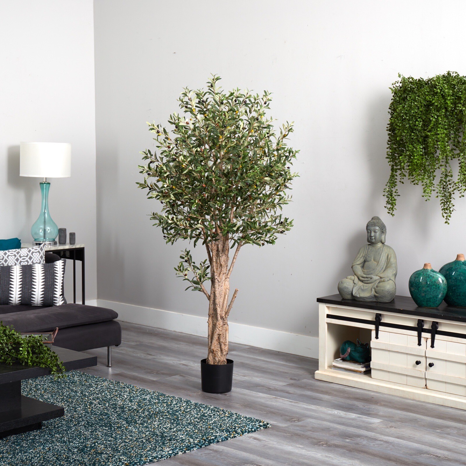 6Ft Artificial Giant Olive Tree w/3864 Branches Home Decor. Retail $729