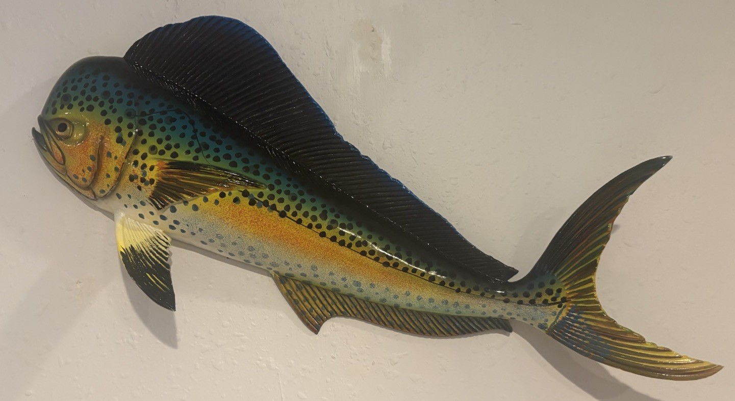 Mahi Mahi, 18” Wall Decor. Hand painted. Nautical Beach Decor. Fishing Decor.