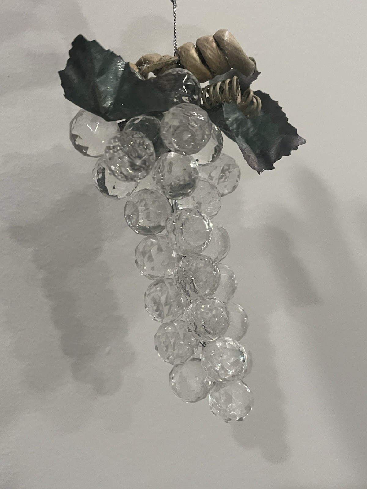 Vintage MCM Lucite Crystal Grape Clusters Faceted Clear Acrylic Faux Fruit
