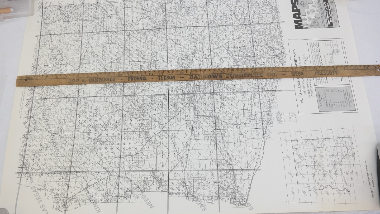 Vintage Arizona USGS Topographic Maps Index Poster 1989 23″ x 33.5″ TF