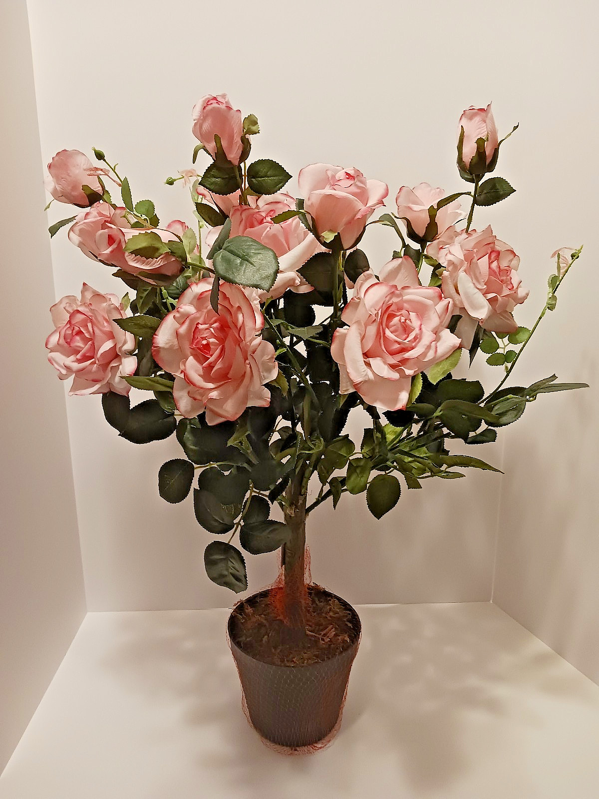 BRAND NEW Wicker Park 27″ Faux ROSE BUSH – PINK in Starter Pot GORGEOUS!