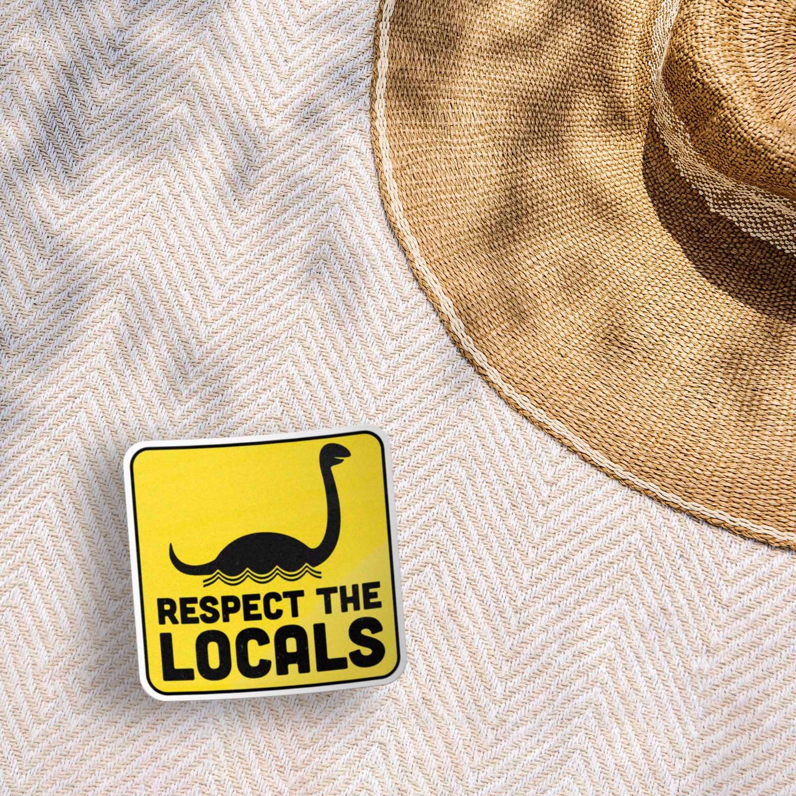 Respect the Locals Sea Monster Sticker – Funny Cryptid Decal for Laptop