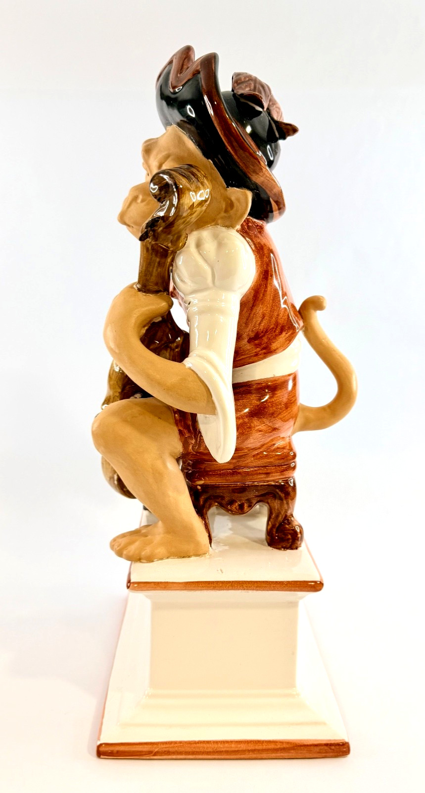 Italian Majolica Singerie Monkey Playing Cello Viol Figurine 15.5″ Global Views