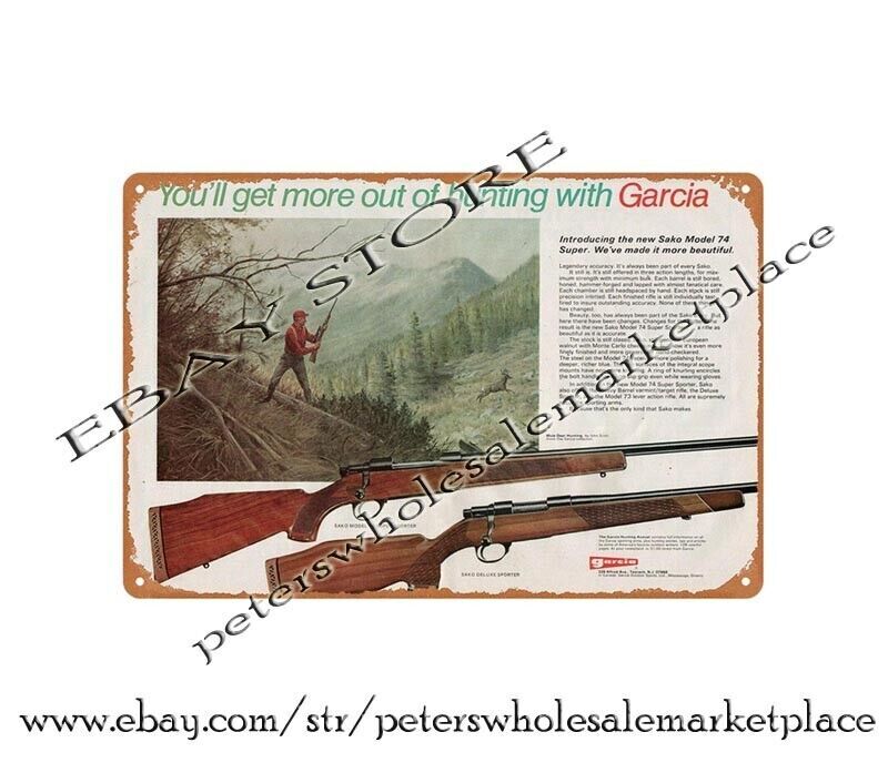 1974 SAKO Sporter Rifle metal tin sign shop kitchen rustic posters and prints
