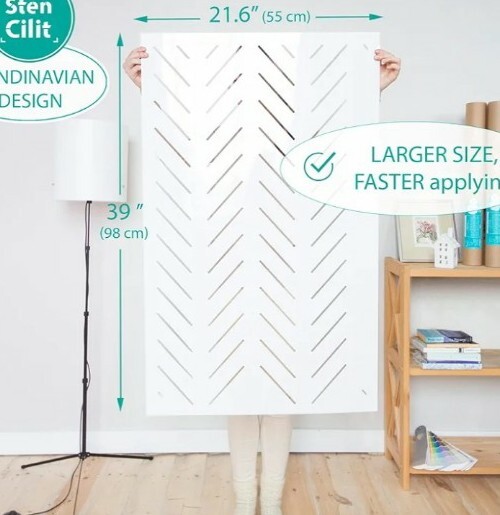 STENCILIT Simple Duo Wall Stencil Herringbone Print Size Small Open Promptly
