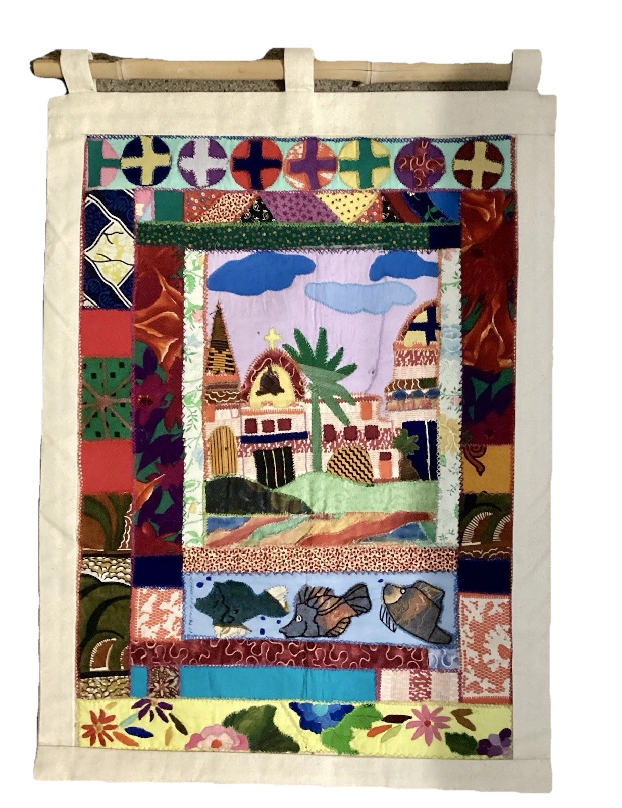 African Wall Art appliqué & Embroidery Patchwork Tapestry 20×29 Inches