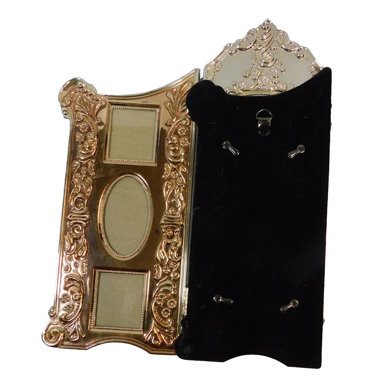 Godinger Elegant Victorian Baroque Silver Plated 3-Panel Folding Frame Collage